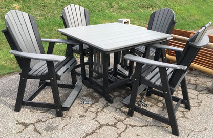 Poly 44″ Square Counter Height Table and Adirondack Chair Set