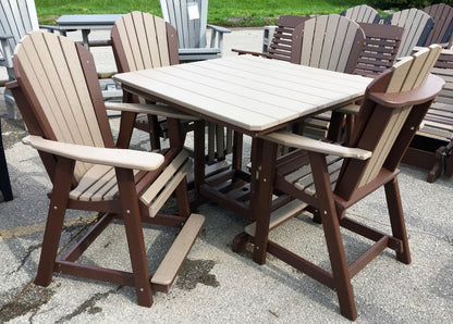 Poly 44″ Square Counter Height Table and Adirondack Chair Set