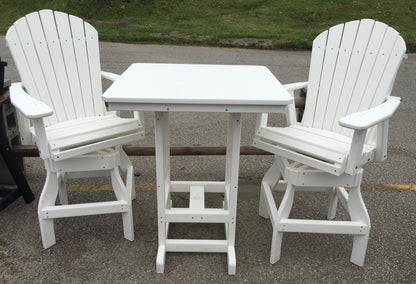 Poly 33″ Square Bar Height Table and Adirondack Swivel Bar Stool Set