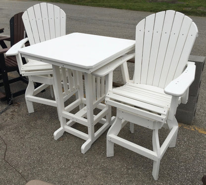 Poly 33″ Square Bar Height Table and Adirondack Swivel Bar Stool Set