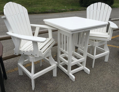 Poly 33″ Square Bar Height Table and Adirondack Swivel Bar Stool Set