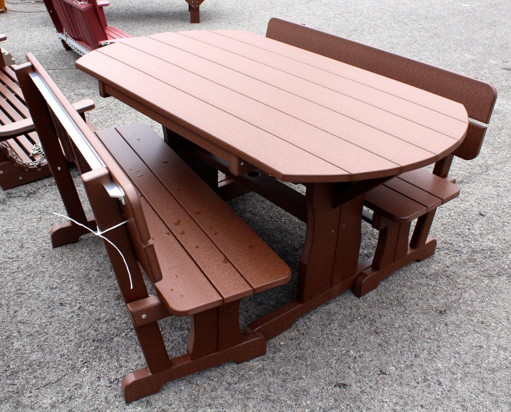 Poly Oval Picnic Table Set with Benches