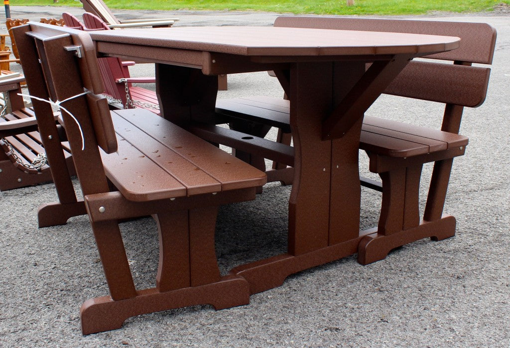 Poly Oval Picnic Table Set with Benches