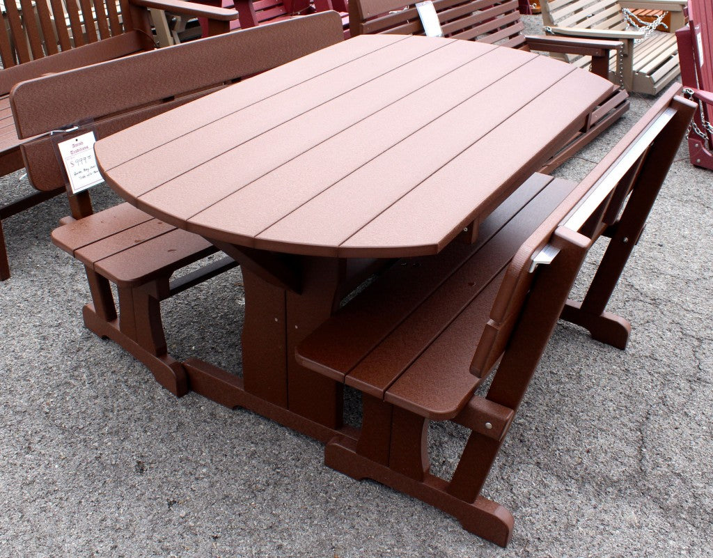 Poly Oval Picnic Table Set with Benches