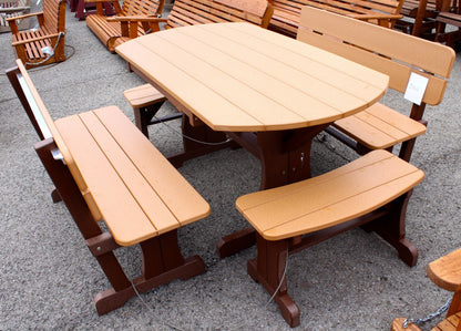 Poly Deluxe Oval Picnic Table Set with Benches