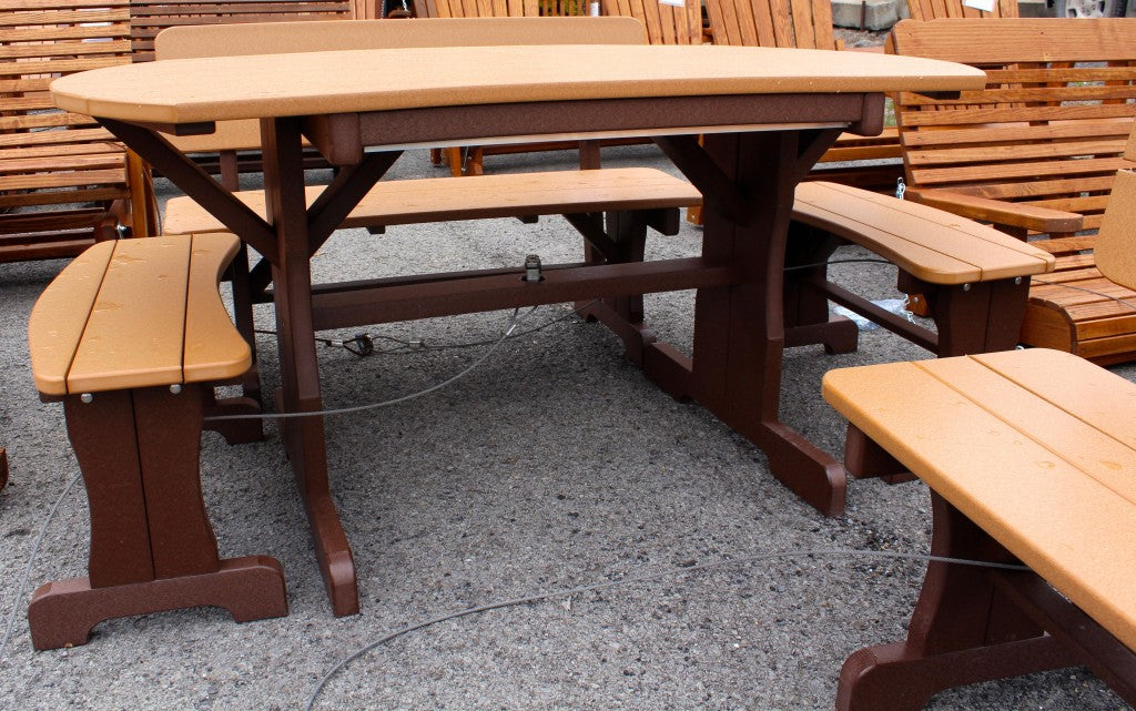 Poly Deluxe Oval Picnic Table Set with Benches