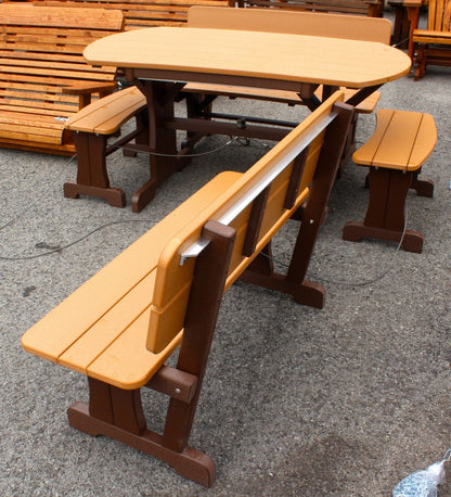 Poly Deluxe Oval Picnic Table Set with Benches