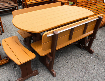 Poly Deluxe Oval Picnic Table Set with Benches