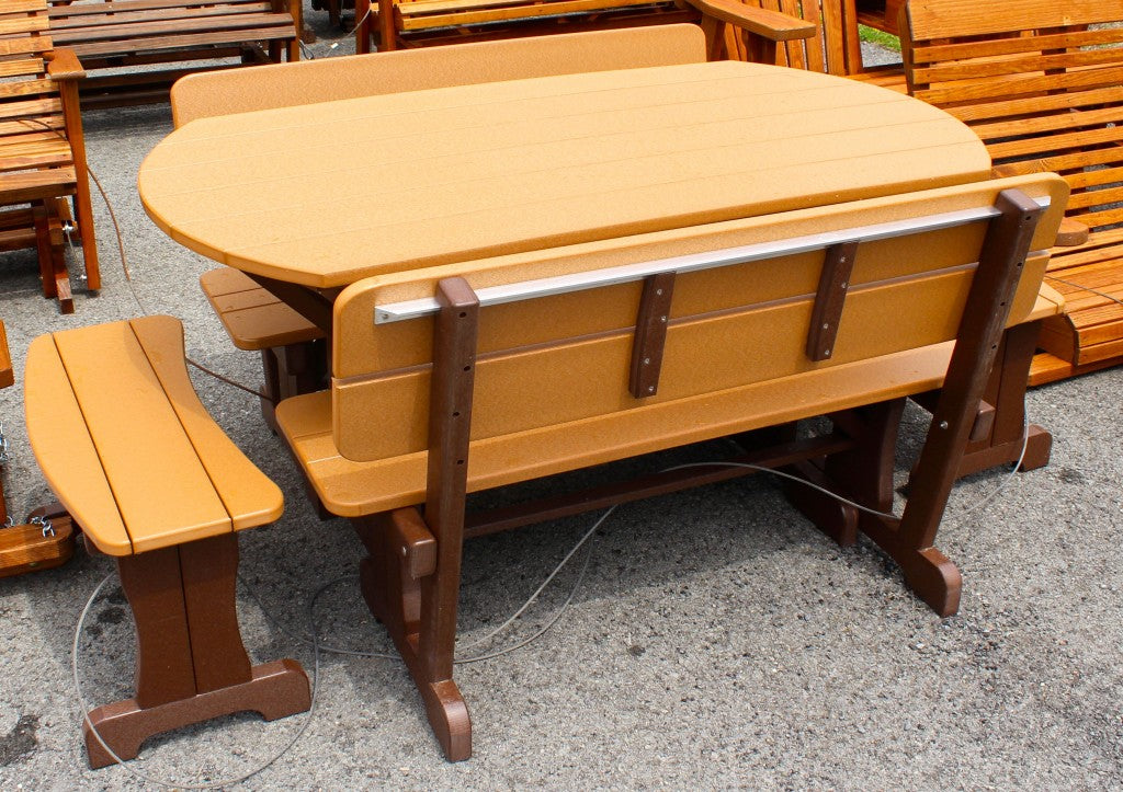 Poly Deluxe Oval Picnic Table Set with Benches