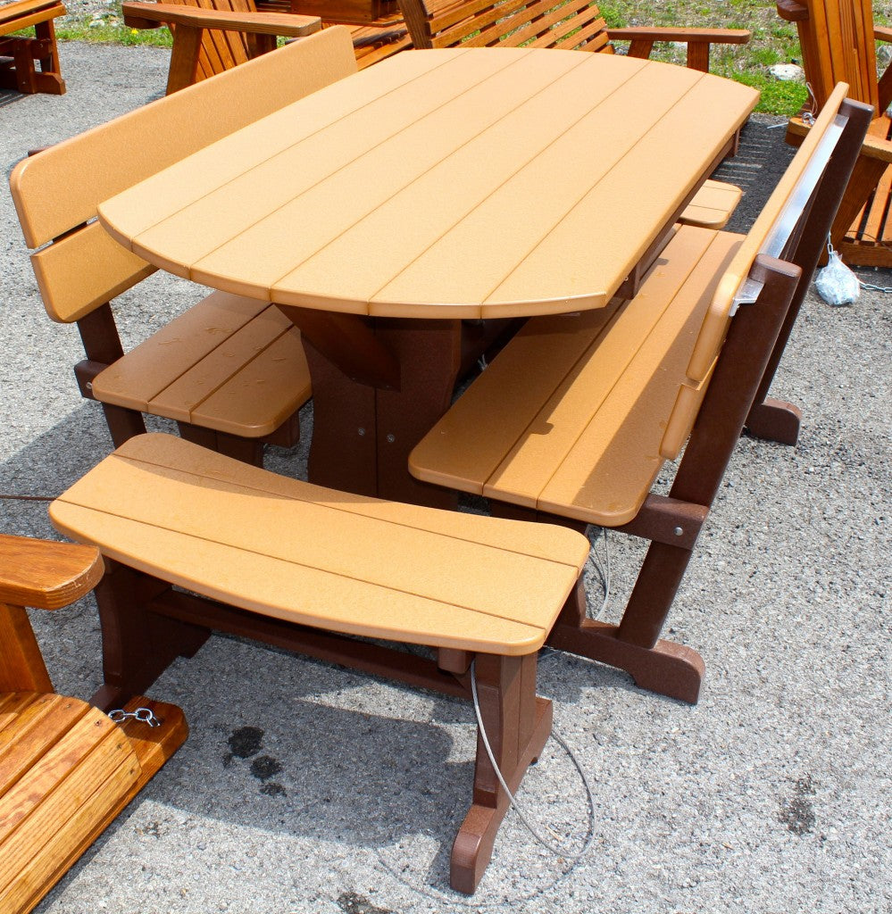 Poly Deluxe Oval Picnic Table Set with Benches