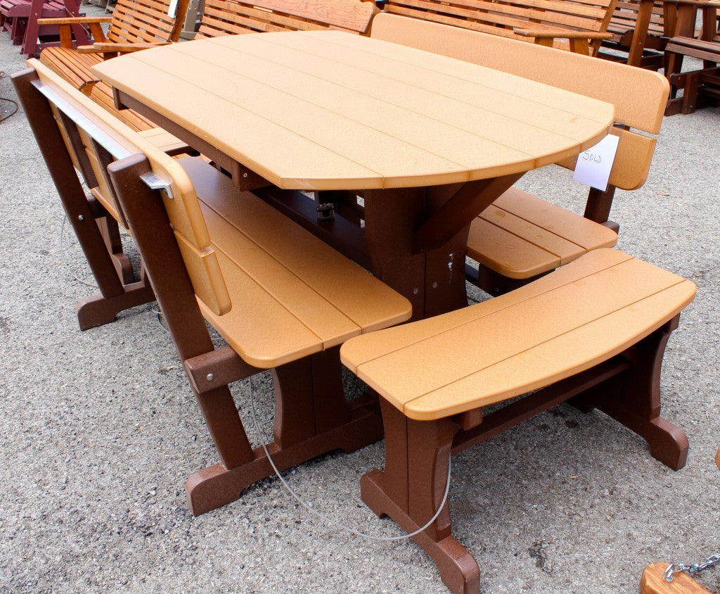 Poly Deluxe Oval Picnic Table Set with Benches