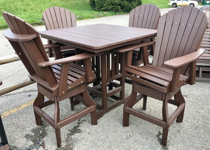 Poly 44″ Square Bar Height Table and Adirondack Swivel Bar Stool Set