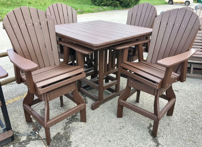 Poly 44″ Square Bar Height Table and Adirondack Swivel Bar Stool Set