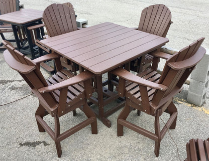 Poly 44″ Square Bar Height Table and Adirondack Swivel Bar Stool Set