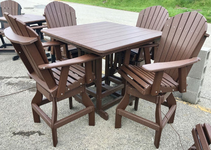 Poly 44″ Square Bar Height Table and Adirondack Swivel Bar Stool Set