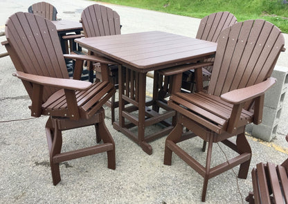 Poly 44″ Square Bar Height Table and Adirondack Swivel Bar Stool Set