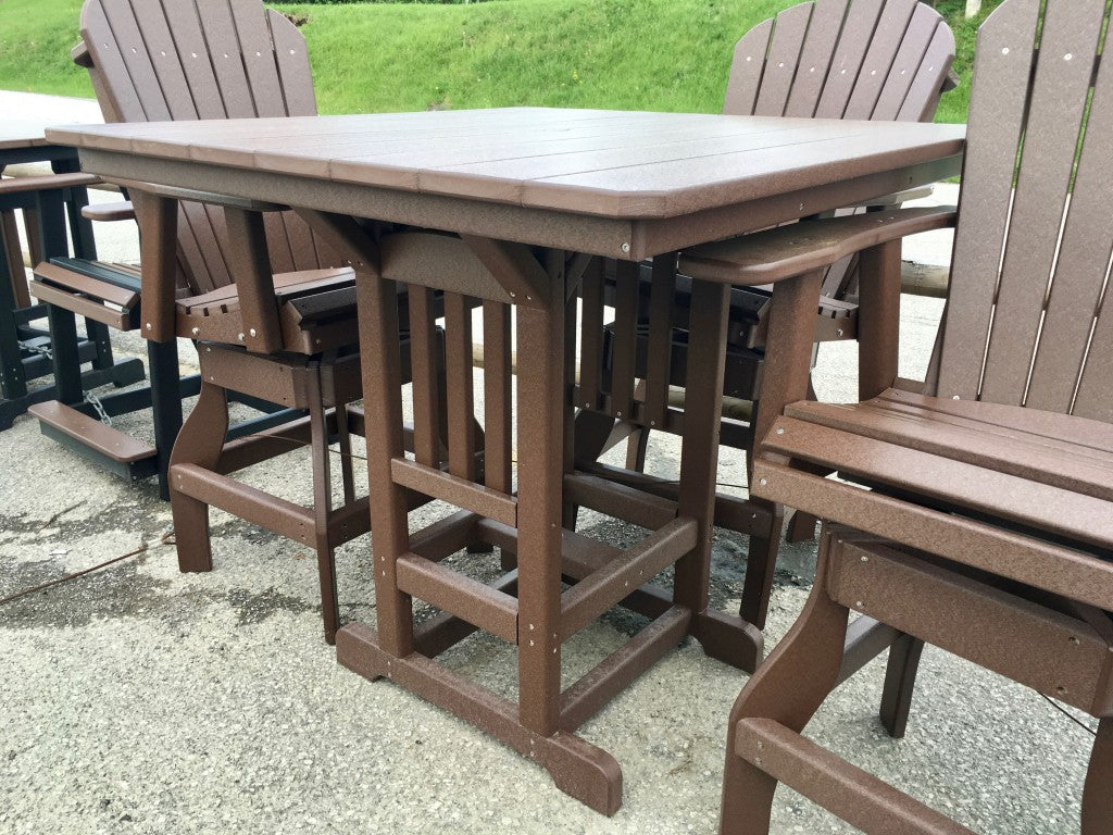 Poly 44″ Square Bar Height Table and Adirondack Swivel Bar Stool Set