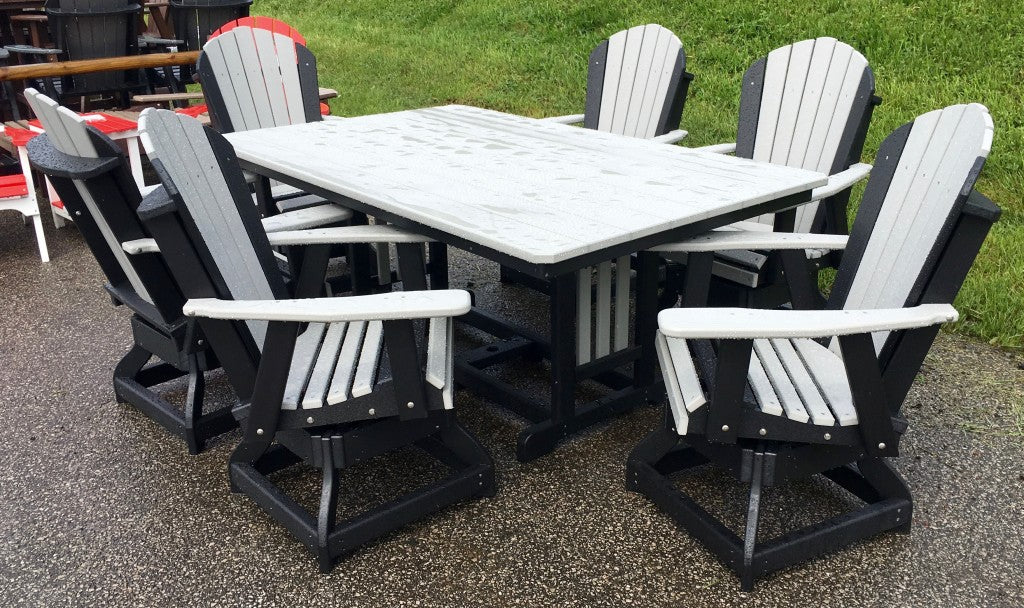 44″ x 72″ Rectangular Regular Height Table and Adirondack Swivel Chair Set