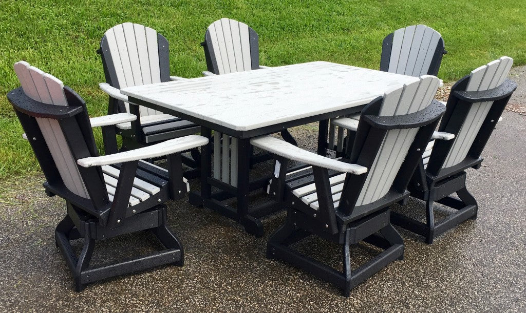 44″ x 72″ Rectangular Regular Height Table and Adirondack Swivel Chair Set