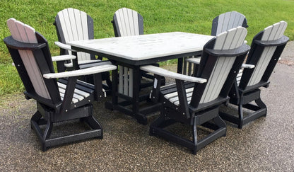 44″ x 72″ Rectangular Regular Height Table and Adirondack Swivel Chair Set