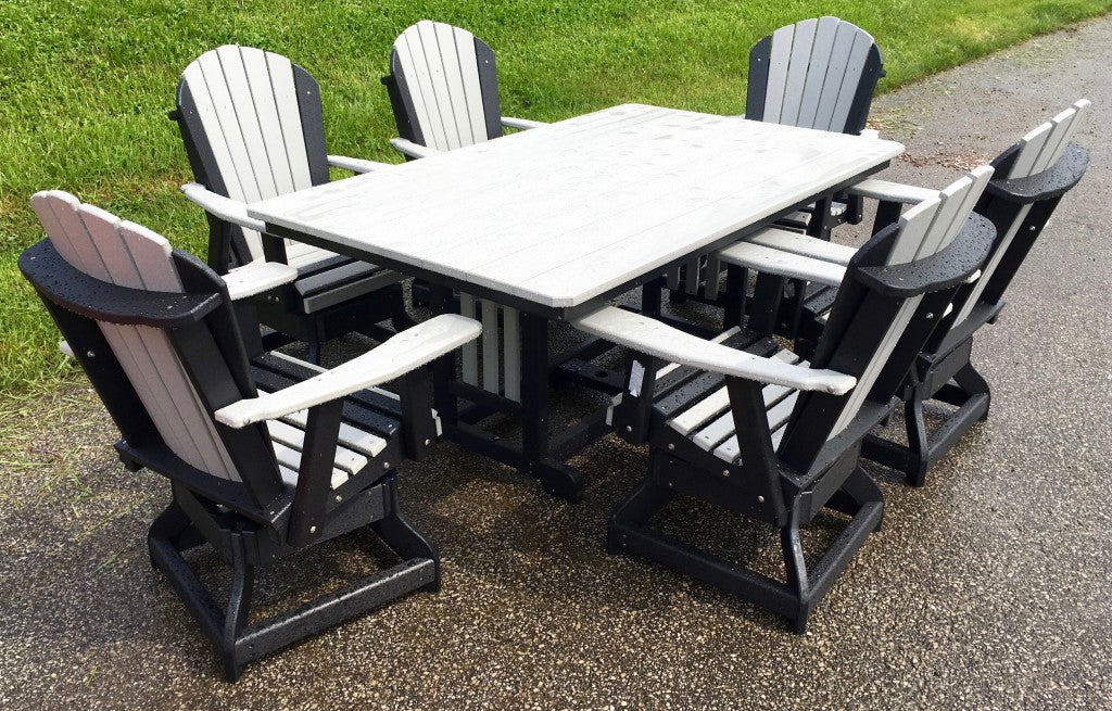 44″ x 72″ Rectangular Regular Height Table and Adirondack Swivel Chair Set