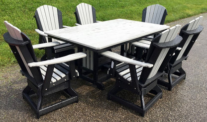 44″ x 72″ Rectangular Regular Height Table and Adirondack Swivel Chair Set