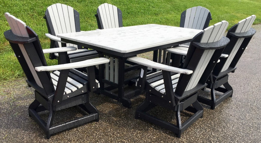 44″ x 72″ Rectangular Regular Height Table and Adirondack Swivel Chair Set