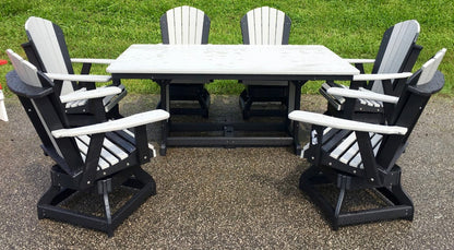 44″ x 72″ Rectangular Regular Height Table and Adirondack Swivel Chair Set