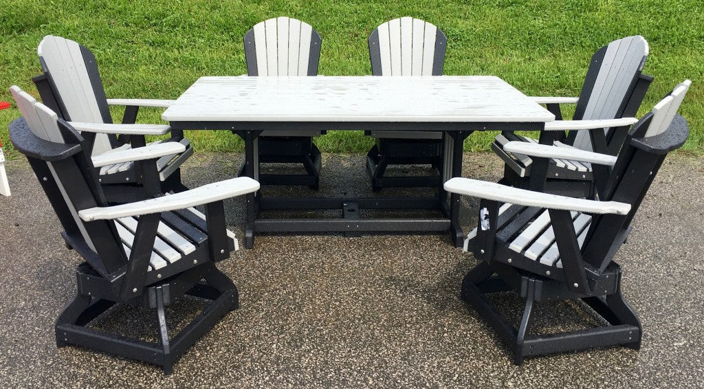 44″ x 72″ Rectangular Regular Height Table and Adirondack Swivel Chair Set