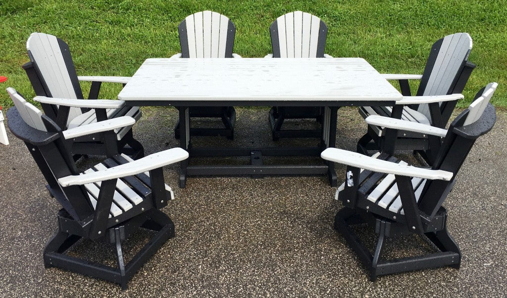 44″ x 72″ Rectangular Regular Height Table and Adirondack Swivel Chair Set