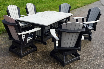 44″ x 72″ Rectangular Regular Height Table and Adirondack Swivel Chair Set