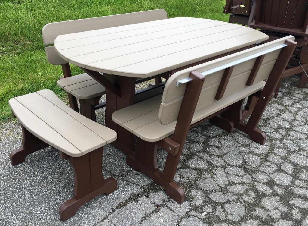 Poly Deluxe Oval Picnic Table Set with Benches