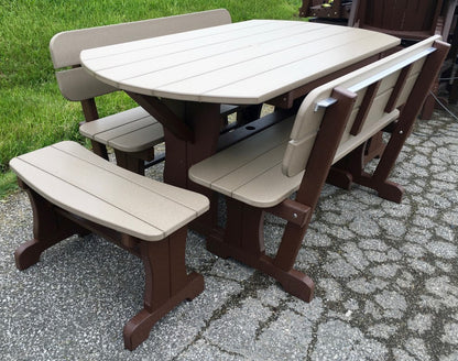 Poly Deluxe Oval Picnic Table Set with Benches