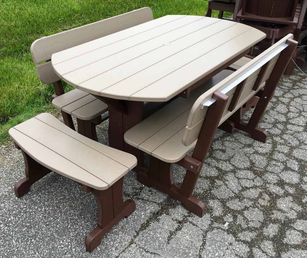 Poly Deluxe Oval Picnic Table Set with Benches