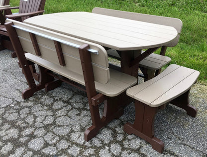 Poly Deluxe Oval Picnic Table Set with Benches