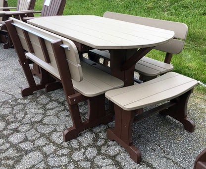 Poly Deluxe Oval Picnic Table Set with Benches