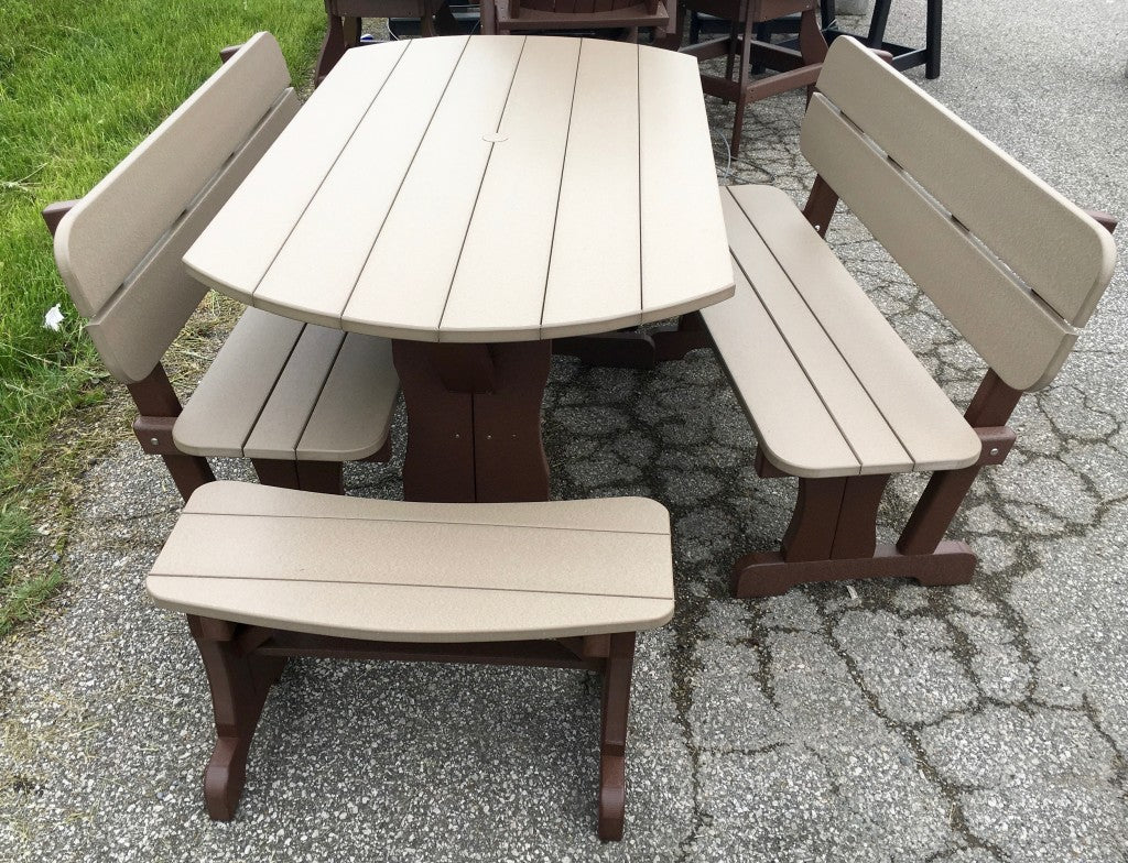 Poly Deluxe Oval Picnic Table Set with Benches