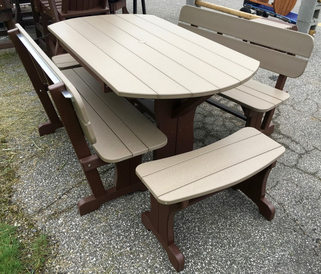 Poly Deluxe Oval Picnic Table Set with Benches