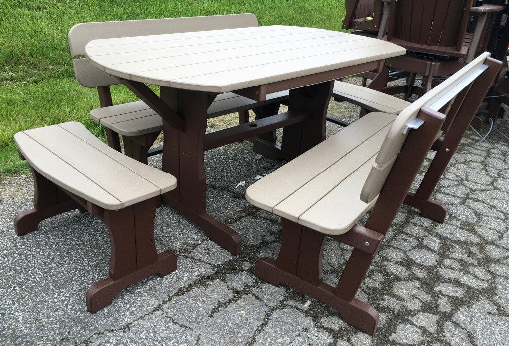 Poly Deluxe Oval Picnic Table Set with Benches