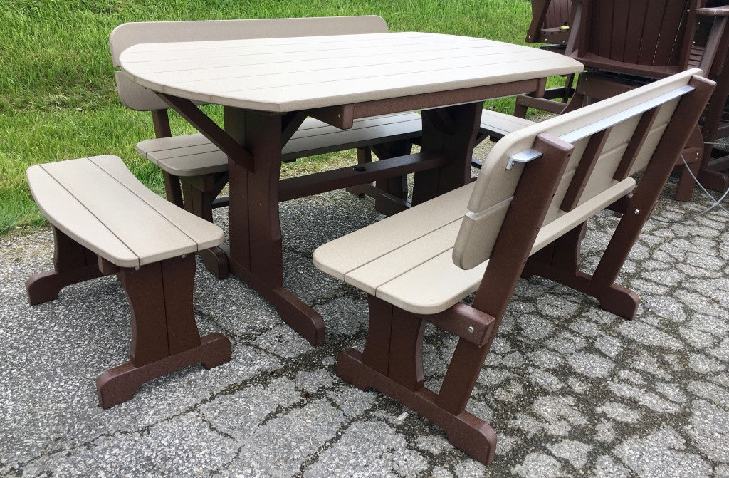 Poly Deluxe Oval Picnic Table Set with Benches