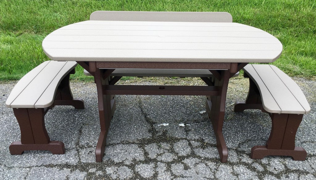 Poly Deluxe Oval Picnic Table Set with Benches