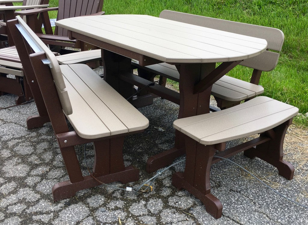 Poly Deluxe Oval Picnic Table Set with Benches