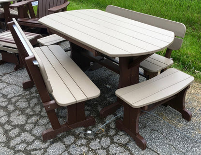 Poly Deluxe Oval Picnic Table Set with Benches