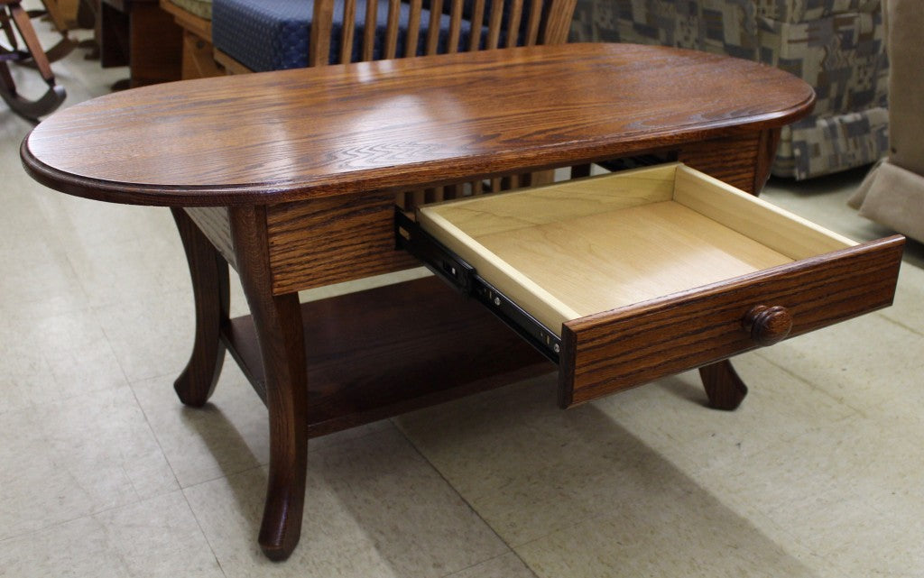Curved Leg Coffee Table With Drawer