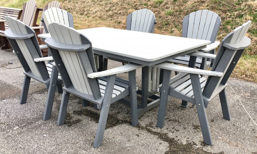 Poly 44″ x 72″ Rectangular Regular Height Table and Adirondack Dining Chair Set