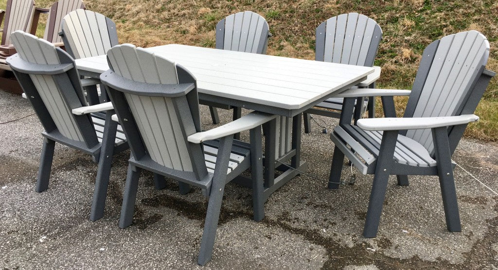 Poly 44″ x 72″ Rectangular Regular Height Table and Adirondack Dining Chair Set