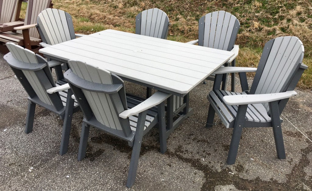 Poly 44″ x 72″ Rectangular Regular Height Table and Adirondack Dining Chair Set