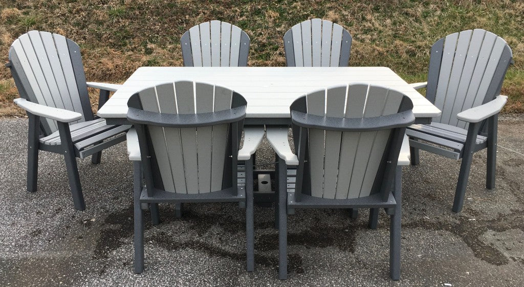 Poly 44″ x 72″ Rectangular Regular Height Table and Adirondack Dining Chair Set