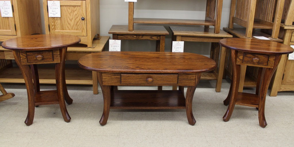 Curved Leg Coffee Table With Drawer