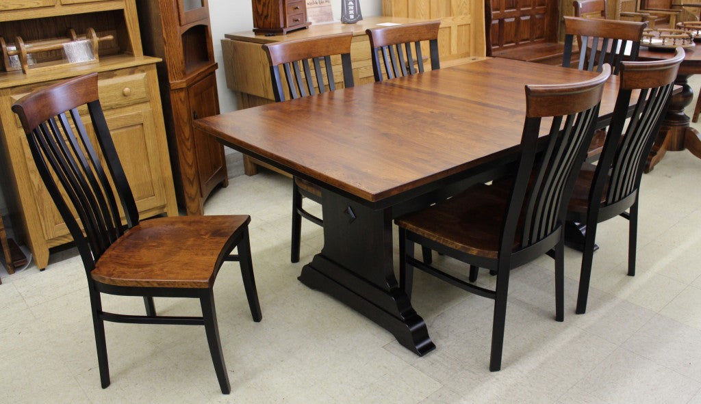 Hoover Double Pedestal Table in Rustic Cherry and Two Tone Finish